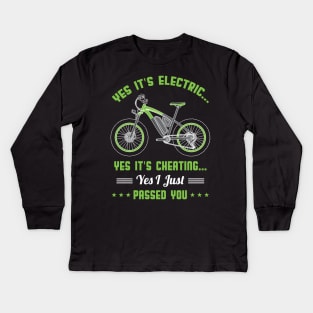 Funny E-Bike Sayings gift - Electric Biker Kids Long Sleeve T-Shirt